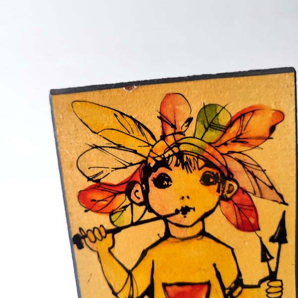 פלאק עץ/תמונה לחדר ילדים, האינדיאני, וינטג' ישראלי