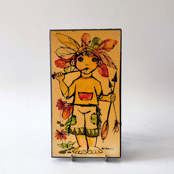 פלאק עץ/תמונה לחדר ילדים, האינדיאני, וינטג' ישראלי