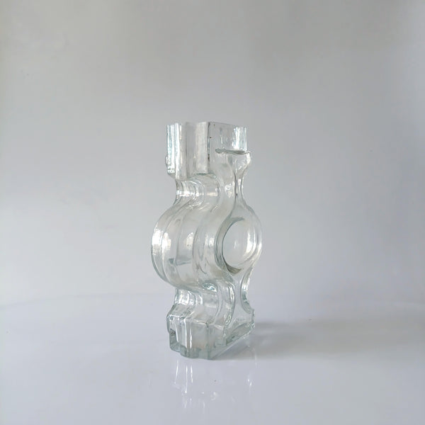 אגרטל זכוכית שקופה, וינטג', פינלנד, בעיצוב Helena Tynell, Riihimäen Lasi