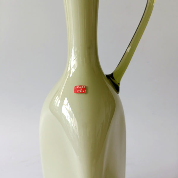 Empoli Art Glass - אגרטל/קנקן זכוכית גבוה (37 ס"מ), וינטג' איטלקי