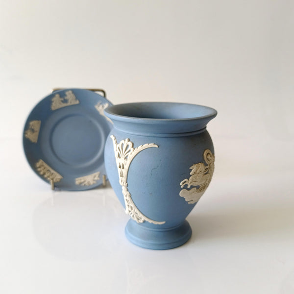 אגרטל קטן וצלוחית, Jasperware, וינטג' אנגלי, Wedgwood