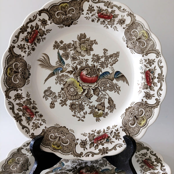 5 צלחות מנה עיקרית, Transferware, וינטג' אנגלי, Ridgway