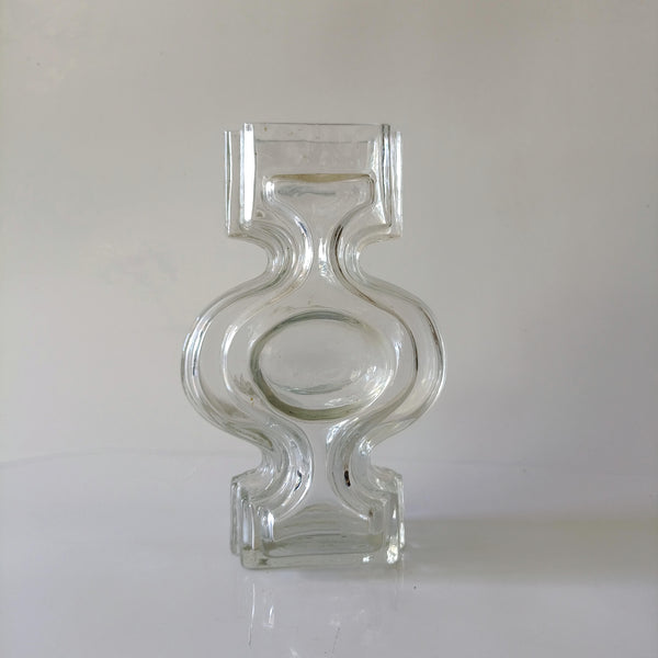 אגרטל זכוכית שקופה, וינטג', פינלנד, בעיצוב Helena Tynell, Riihimäen Lasi