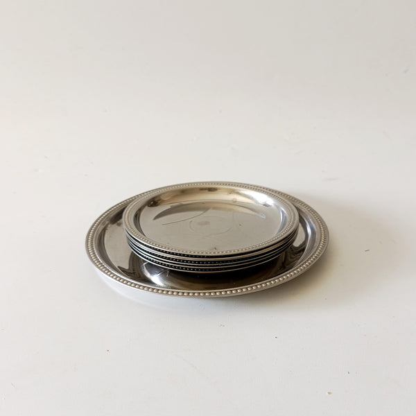 7 צלוחיות/תחתיות לכוסות, Stainless Steel, וינטג'