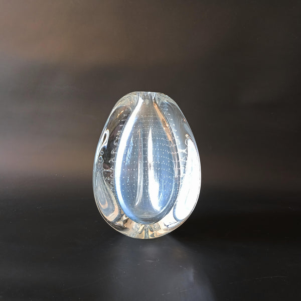 Controlled bubble vase - אגרטל זכוכית משולש, וינטג' הולנדי, Leerdam Glassworks, MCM