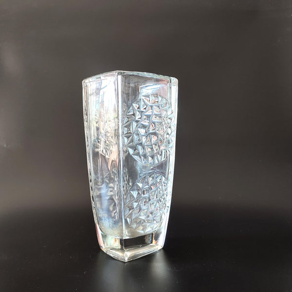 אגרטל זכוכית מרשים וכבד, MCM, בעיצוב Rudolf Jurnikl, Rudolfova Hut Glassworks, וינטג' צ'כי
