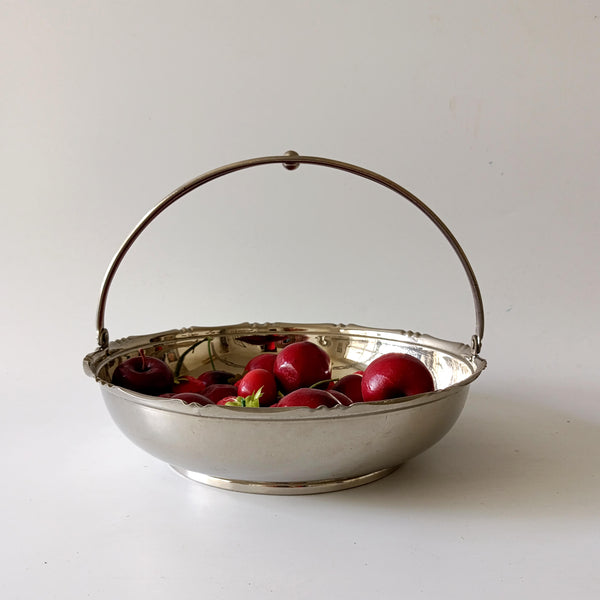 קערת הגשה עם ידית, שילוב של Stainless Steel עם קרמיקה, וינטג'