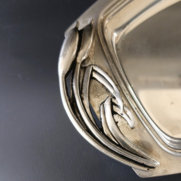 כלי לחמאה, Silver Plated וזכוכית, אר דקו, וינטג'