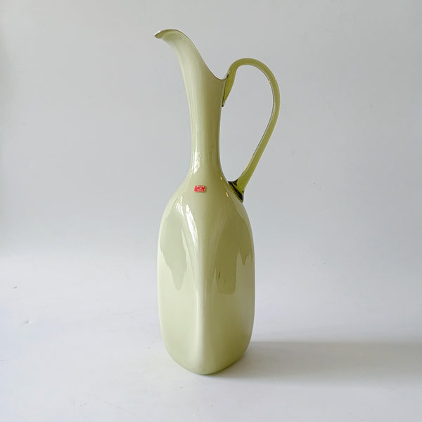 Empoli Art Glass - אגרטל/קנקן זכוכית גבוה (37 ס"מ), וינטג' איטלקי
