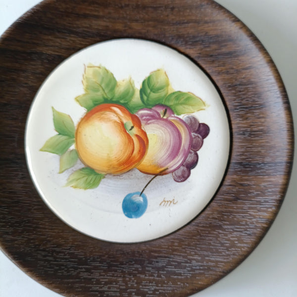 תמונת פירות מתוקה מקרמיקה, ממוסגרת, וינטג', מס' 1