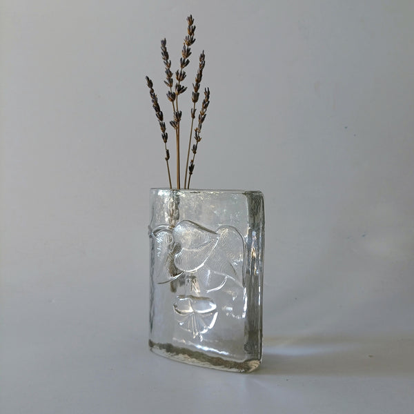 Bud Vase  MCM אגרטל זכוכית לפרח בודד, עם הבלטות נהדרות, וינטג' גרמני, WMF