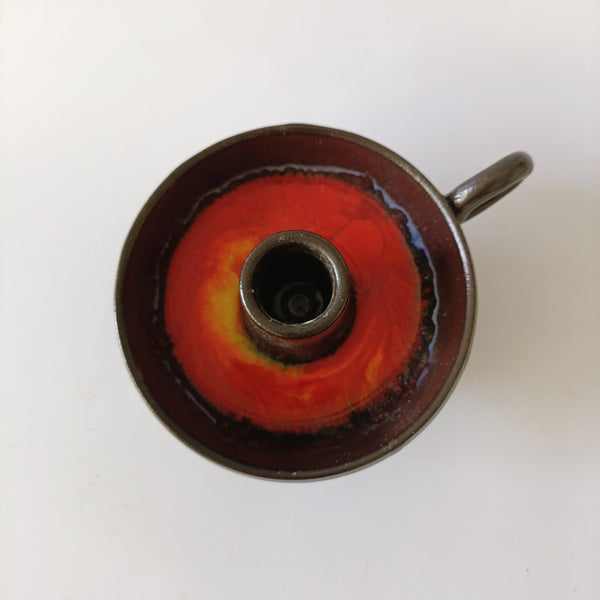 Blaker - פמוט קרמיקה בצורת נר לילה ובדוגמת לאבה, וינטג' הולנדי