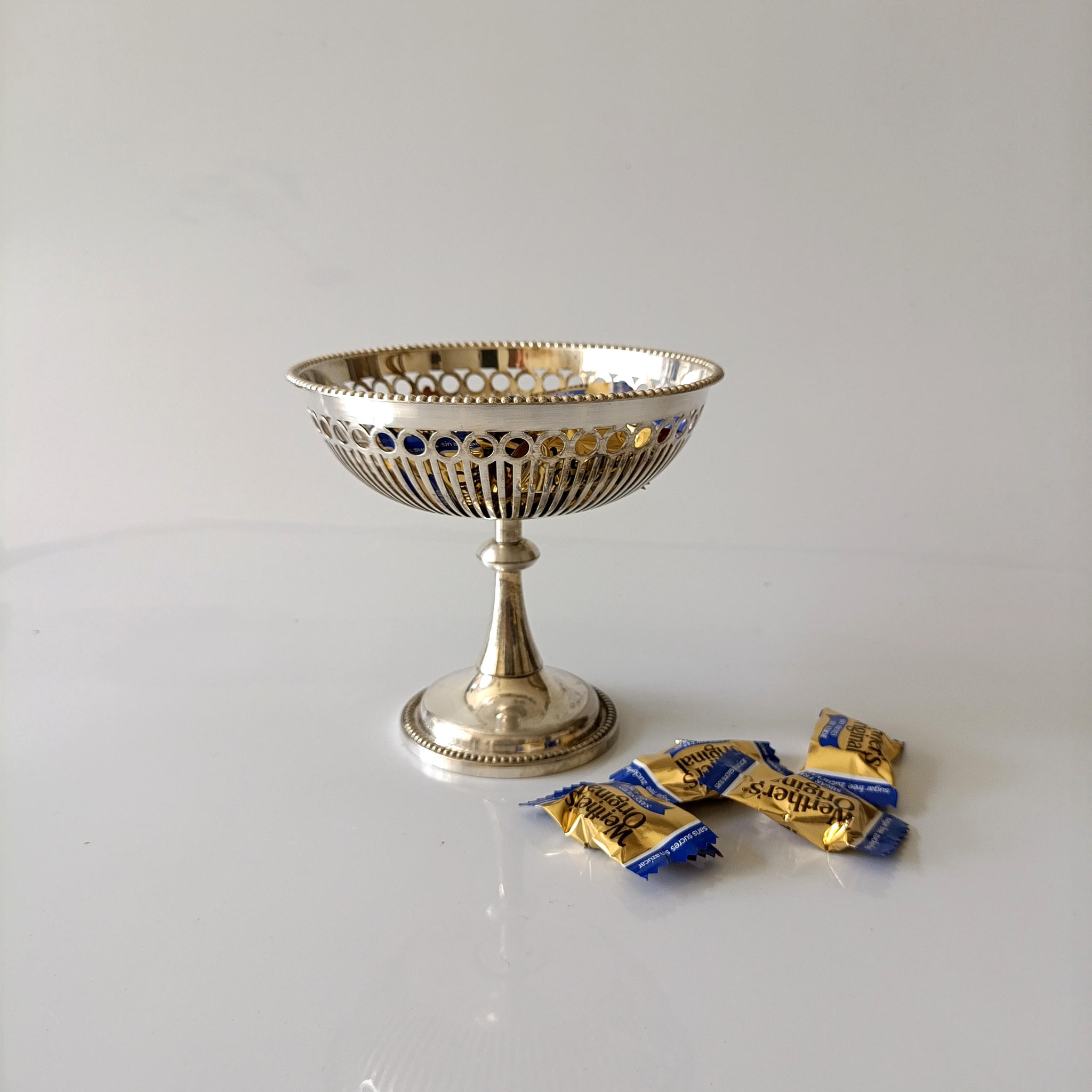 כלי על רגל, Silver Plated, לתכשיטים או סוכריות, וינטג'