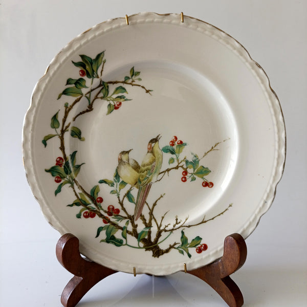 צלחת בינונית (קוטר 20.5 ס"מ) לתליה, בעיטור ציפורים, וינטג' אנגלי