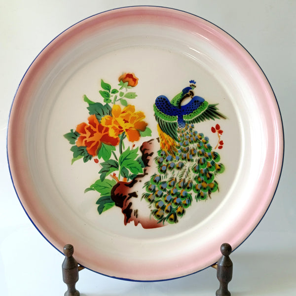 מגש אמייל גדול (קוטר 40 ס"מ), וינטג' סיני, ללא שימוש קודם