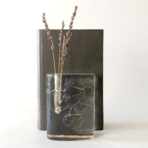 Bud Vase  MCM אגרטל זכוכית לפרח בודד, עם הבלטות נהדרות, וינטג' גרמני, WMF