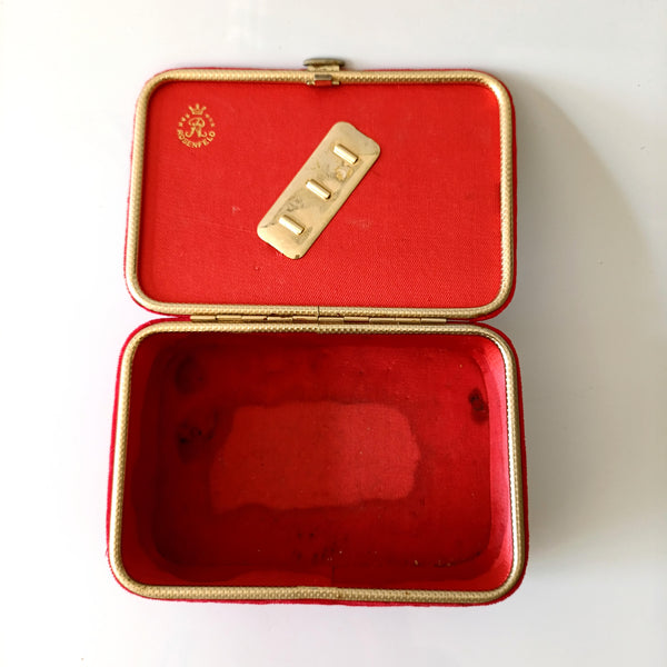 קופסת תכשיטים מקטיפה עם רקמה פטיט פוינט, וינטג' ישראלי, רוזנפלד