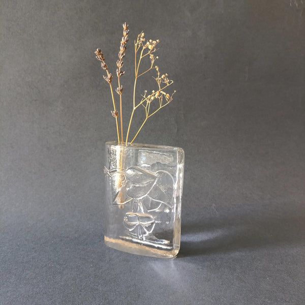 Bud Vase  MCM אגרטל זכוכית לפרח בודד, עם הבלטות נהדרות, וינטג' גרמני, WMF