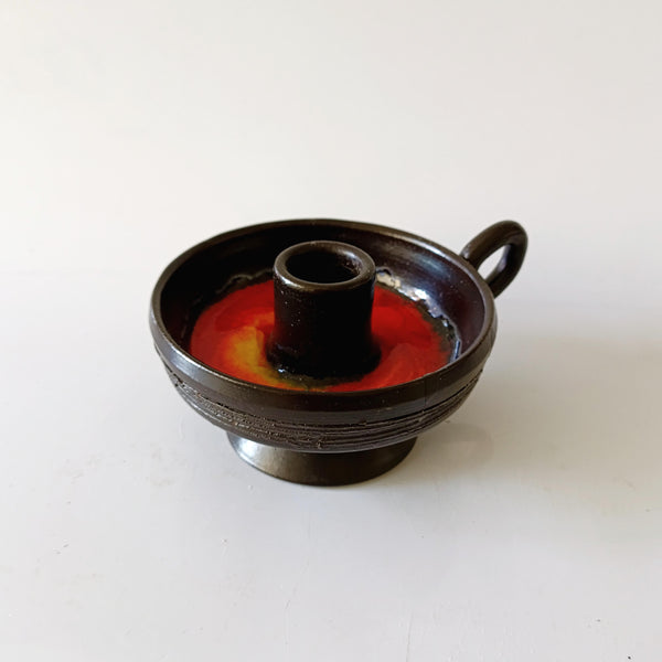 Blaker - פמוט קרמיקה בצורת נר לילה ובדוגמת לאבה, וינטג' הולנדי