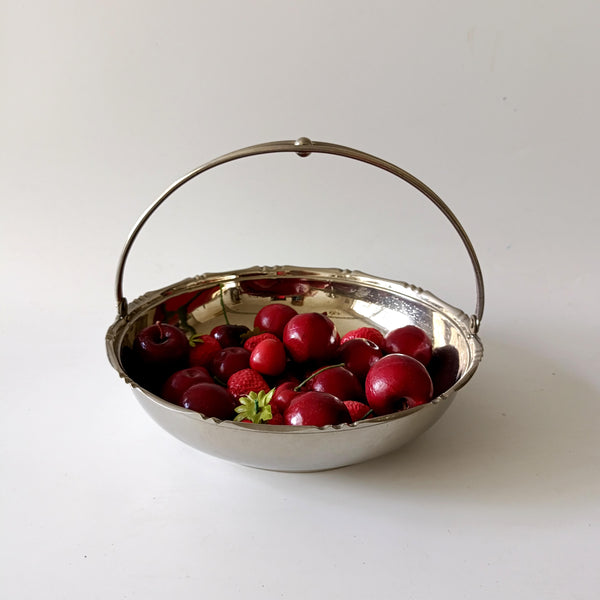 קערת הגשה עם ידית, שילוב של Stainless Steel עם קרמיקה, וינטג'