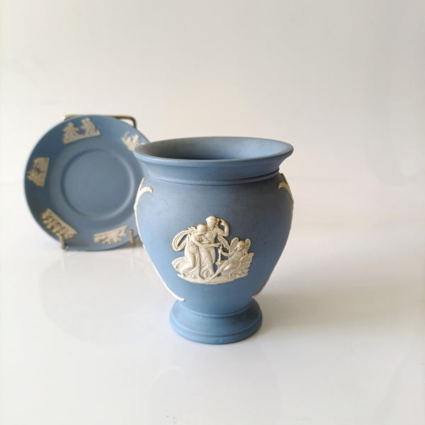 אגרטל קטן וצלוחית, Jasperware, וינטג' אנגלי, Wedgwood