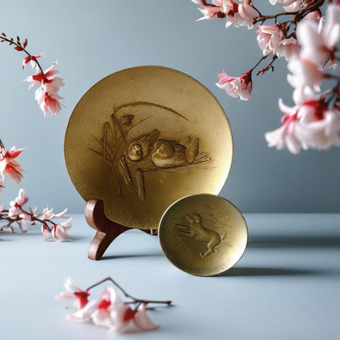 זוג קעריות, 24K Gold plated, וינטג' יפני