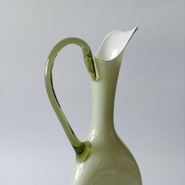 Empoli Art Glass - אגרטל/קנקן זכוכית גבוה (37 ס"מ), וינטג' איטלקי