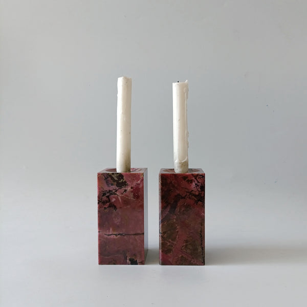 זוג פמוטים משיש - Rosa Levanto Marble
