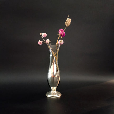 Bud vase - זכוכית ומתכת Silver Plated, וינטג'