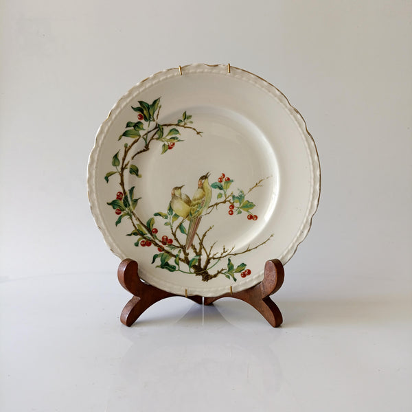 צלחת בינונית (קוטר 20.5 ס"מ) לתליה, בעיטור ציפורים, וינטג' אנגלי