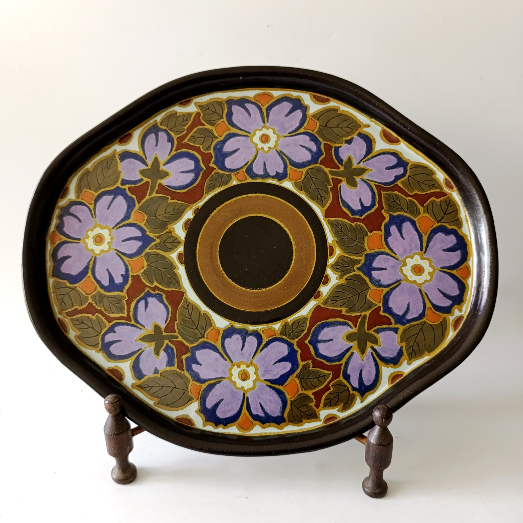 מגש קרמיקה אובלי, בצבעוניות נהדרת, וינטג' הולנדי , Speciaal Eleia