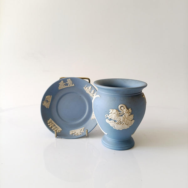 אגרטל קטן וצלוחית, Jasperware, וינטג' אנגלי, Wedgwood
