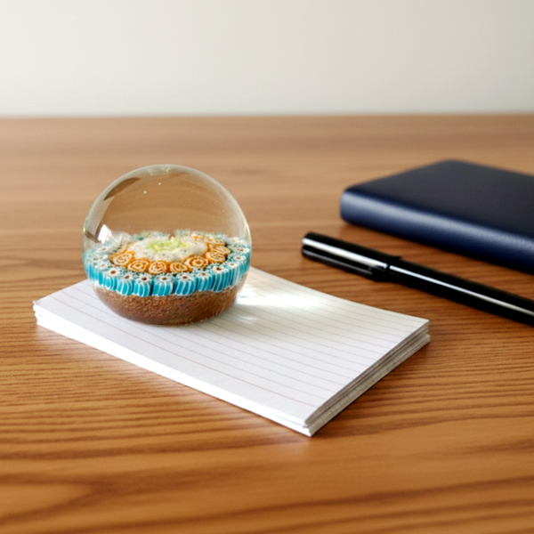 משקולת נייר - paperweight, זכוכית בטכניקת מילפיורי, וינטג' איטלקי, מורנו