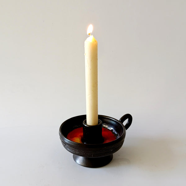 Blaker - פמוט קרמיקה בצורת נר לילה ובדוגמת לאבה, וינטג' הולנדי