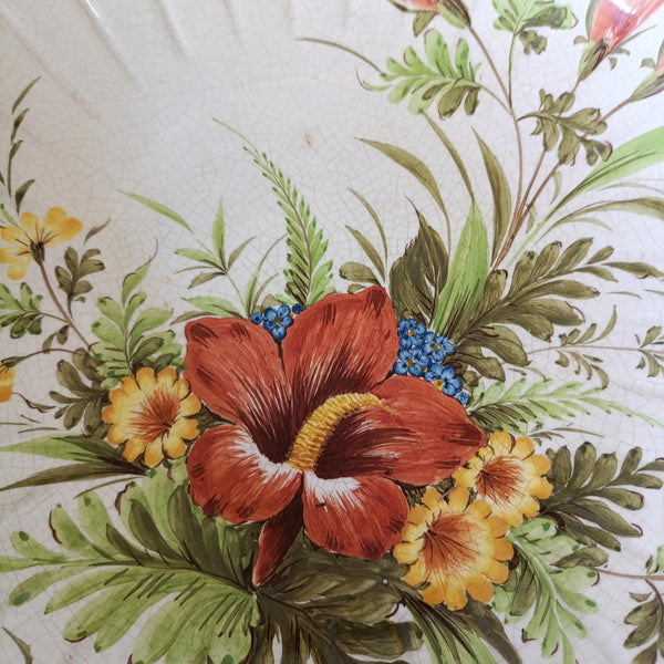 קערת הגשה גדולה (קוטר 32 ס"מ), ציור יד, וינטג' איטלקי