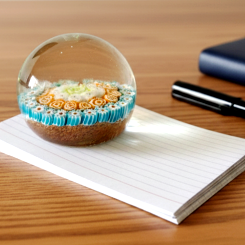 משקולת נייר - paperweight, זכוכית בטכניקת מילפיורי, וינטג' איטלקי, מורנו