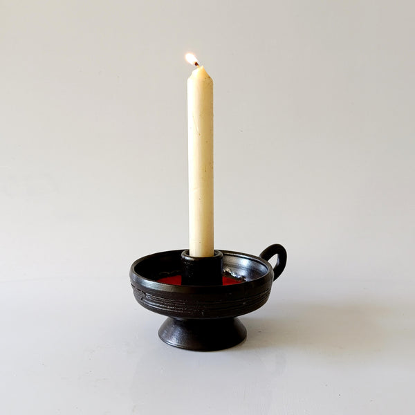Blaker - פמוט קרמיקה בצורת נר לילה ובדוגמת לאבה, וינטג' הולנדי