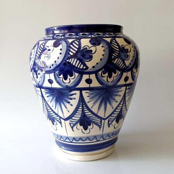 אגרטל חרס גדול (גובה כ-30 ס"מ) ציור יד, וינטג' ספרדי