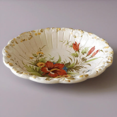 קערת הגשה גדולה (קוטר 32 ס"מ), ציור יד, וינטג' איטלקי