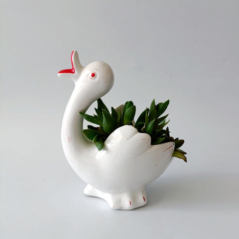 כלי לצמח, planter, בצורת ברווז קרמיקה מתוק להפליא, וינטג'
