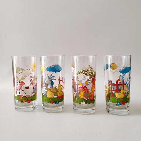 4 כוסות זכוכית לילדים, וינטג' צרפתי, מס' 1