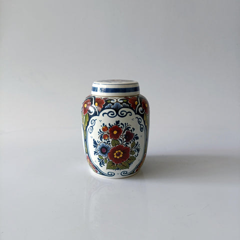 צנצנת אחסון, Tea Caddy, ציור יד, וינטג' הולנדי, דלפט