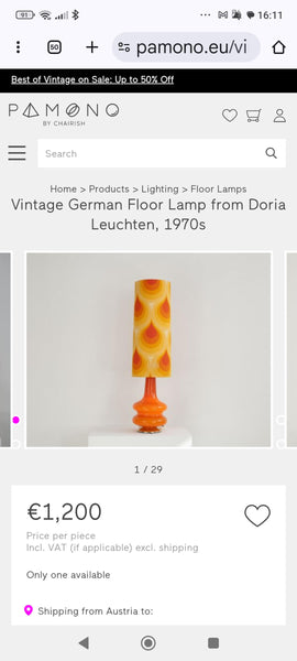 מנורת רצפה, שלושה מצבי הדלקה, וינטג' גרמני, MCM, Doria Leuchten