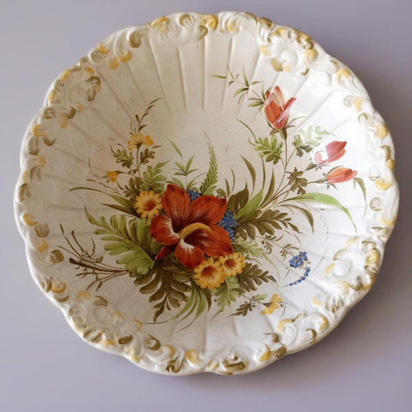 קערת הגשה גדולה (קוטר 32 ס"מ), ציור יד, וינטג' איטלקי