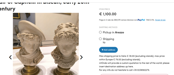 Woman Bust - פסל אשה על בסיס עץ, וינטג' איטלקי