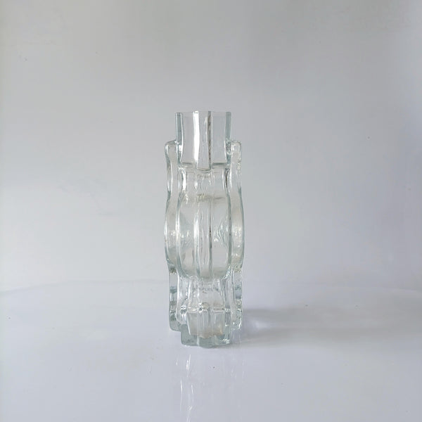 אגרטל זכוכית שקופה, וינטג', פינלנד, בעיצוב Helena Tynell, Riihimäen Lasi
