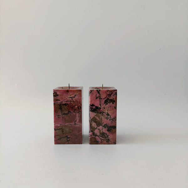 זוג פמוטים משיש - Rosa Levanto Marble