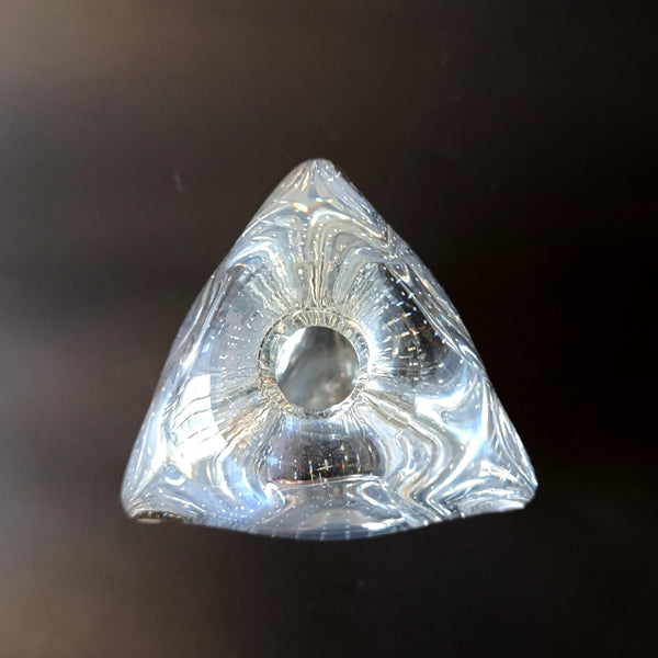 Controlled bubble vase - אגרטל זכוכית משולש, וינטג' הולנדי, Leerdam Glassworks, MCM