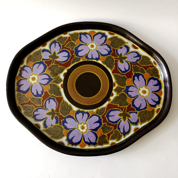 מגש קרמיקה אובלי, בצבעוניות נהדרת, וינטג' הולנדי , Speciaal Eleia