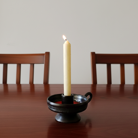 Blaker - פמוט קרמיקה בצורת נר לילה ובדוגמת לאבה, וינטג' הולנדי